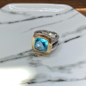 18k David Yurman Blue Topaz Albion Ring Size 6